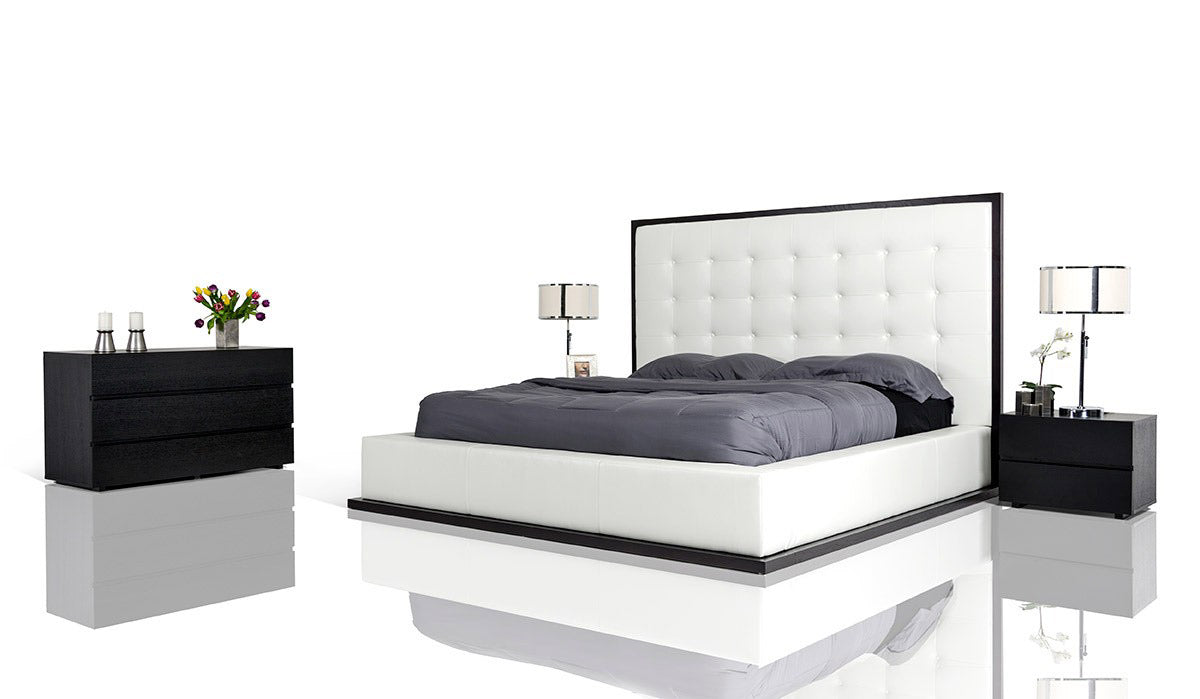 Queen Beth Modern Wenge with White Leatherette Bed by VIG Furniture - View 1