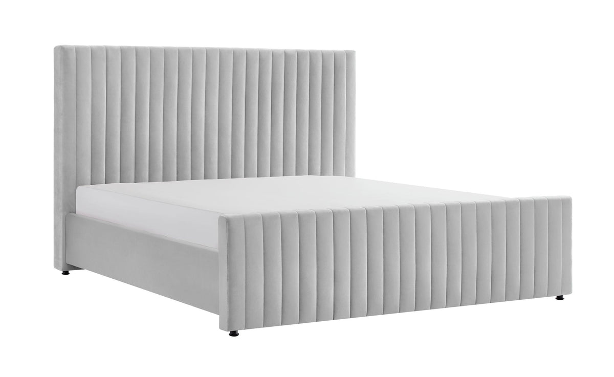 Queen Beverly - Modern Grey Velvet Bed by VIG Furniture - View 1
