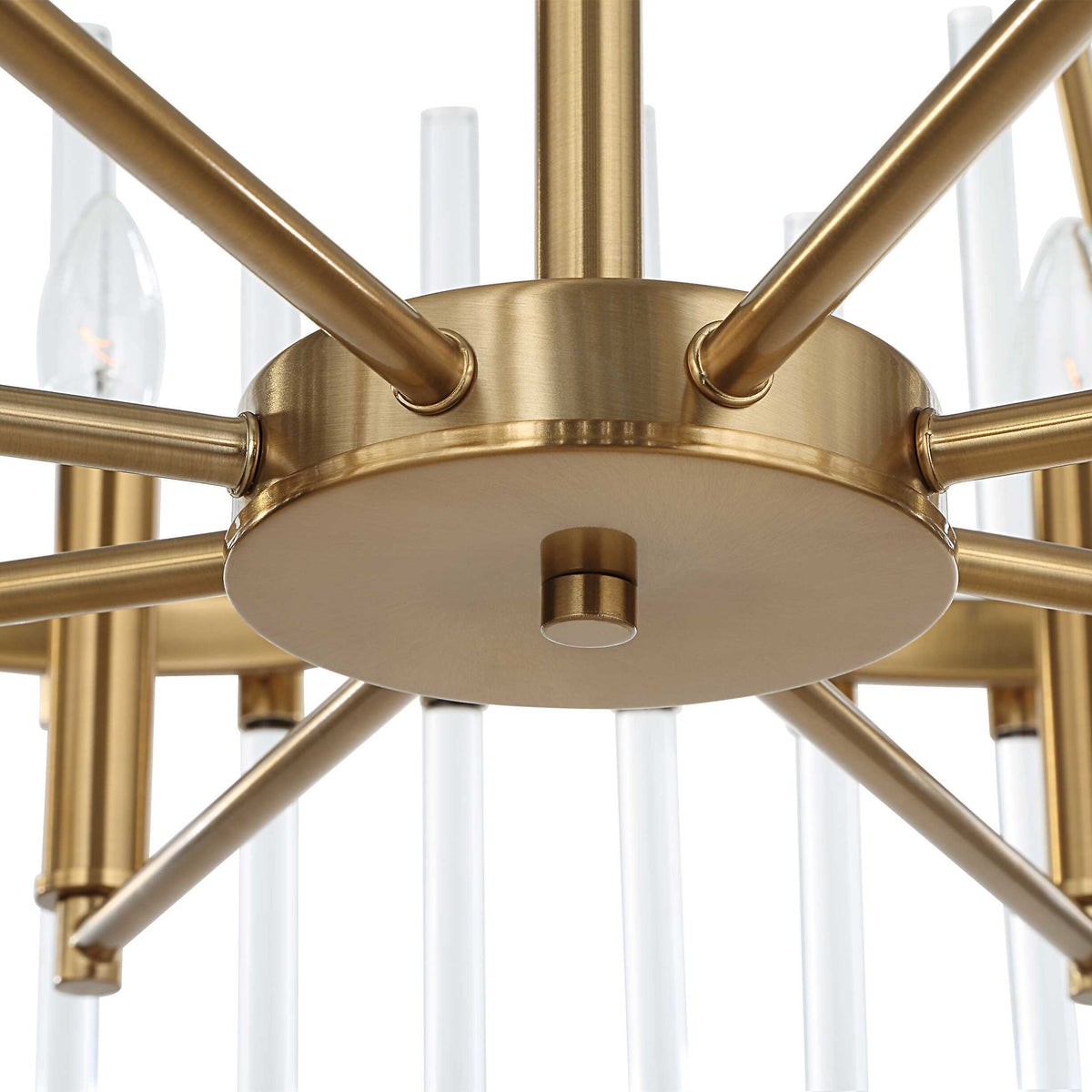 Crystal - Stick 8 Light Chandelier - Brass