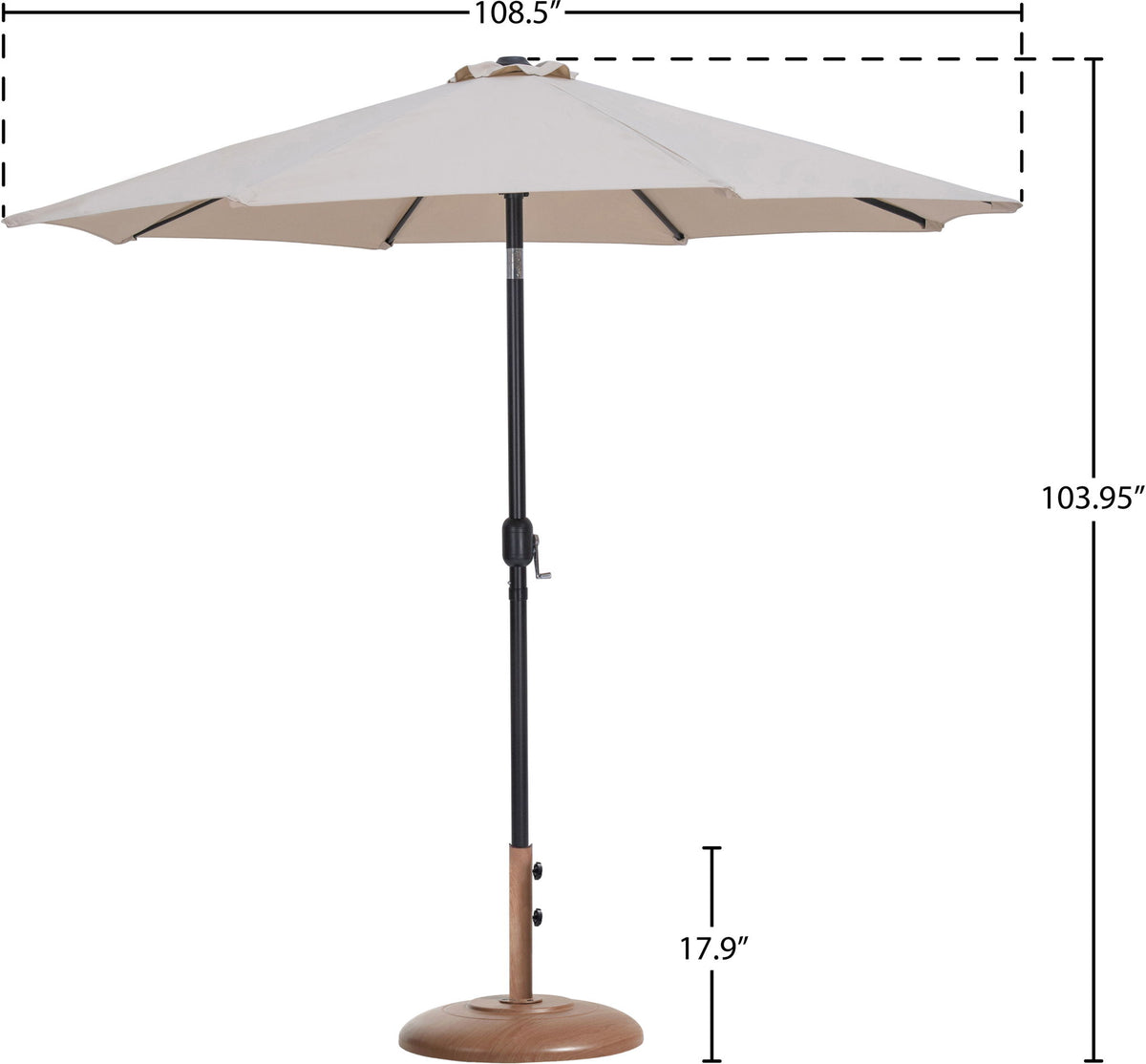 Fiji - Aluminum Patio Umbrella With Round Teak And Black Base