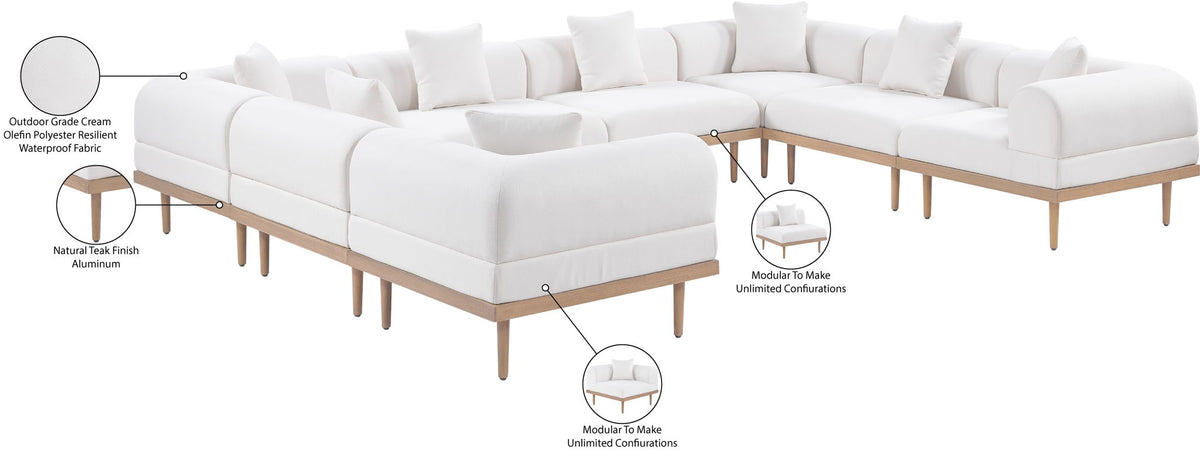 Laguna - 8 Piece Resilient Water Resistant Fabric 142" Upholstered Outdoor Patio Modular Sectional