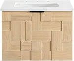 Leonardo - Engineered Stone And Solid Wood 24" Wall Mounted Bathroom Vanity