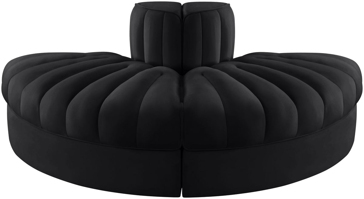 Rummi - Velvet Performance Fabric Upholstered 2 Piece  Rounded Modular Loveseat