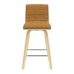 Vienna - 35.5" Swivel Counter Height Square Back Wood Bar Stool With Faux Leather Seat