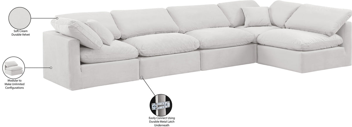 Indulge - Velvet 5 Piece Modular Sectional
