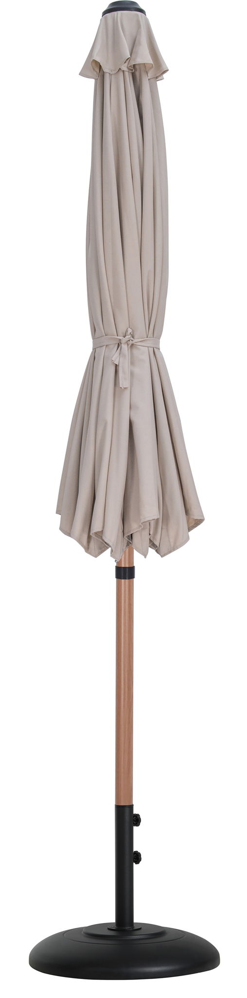 Fiji - Aluminum Patio Umbrella With Round Black And Teak Base