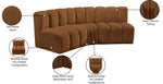 Arc - Velvet 3 Piece Modular Corner Sofa - Saddle