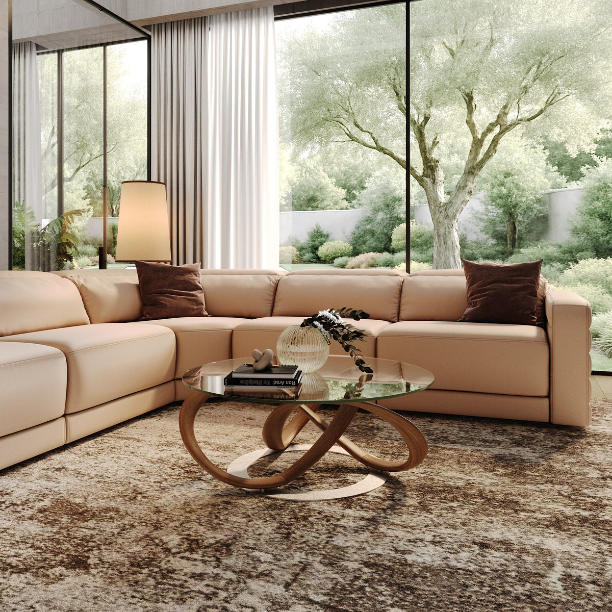 Michele - Modern Glass + Walnut Coffee Table by VIG Furniture - View 7