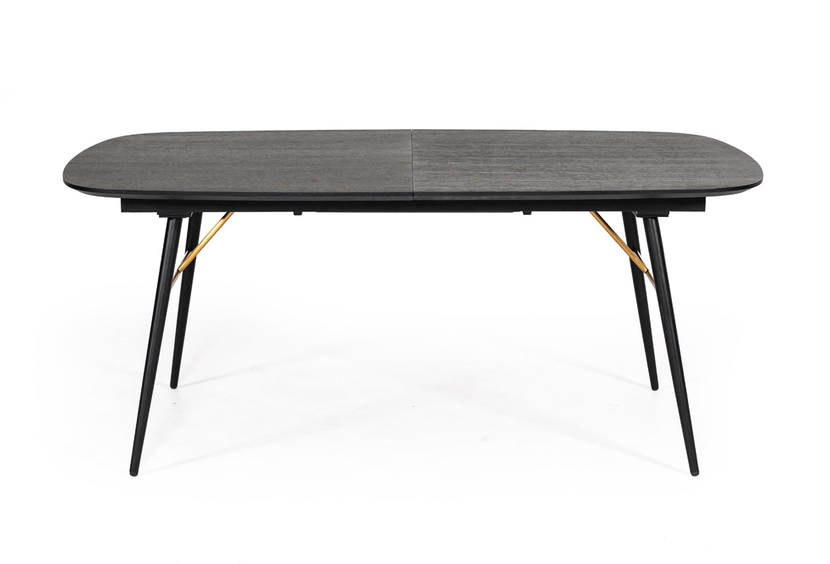 Billy Modern Black Oak & Gold Extendable Dining Table by VIG Furniture - View 2