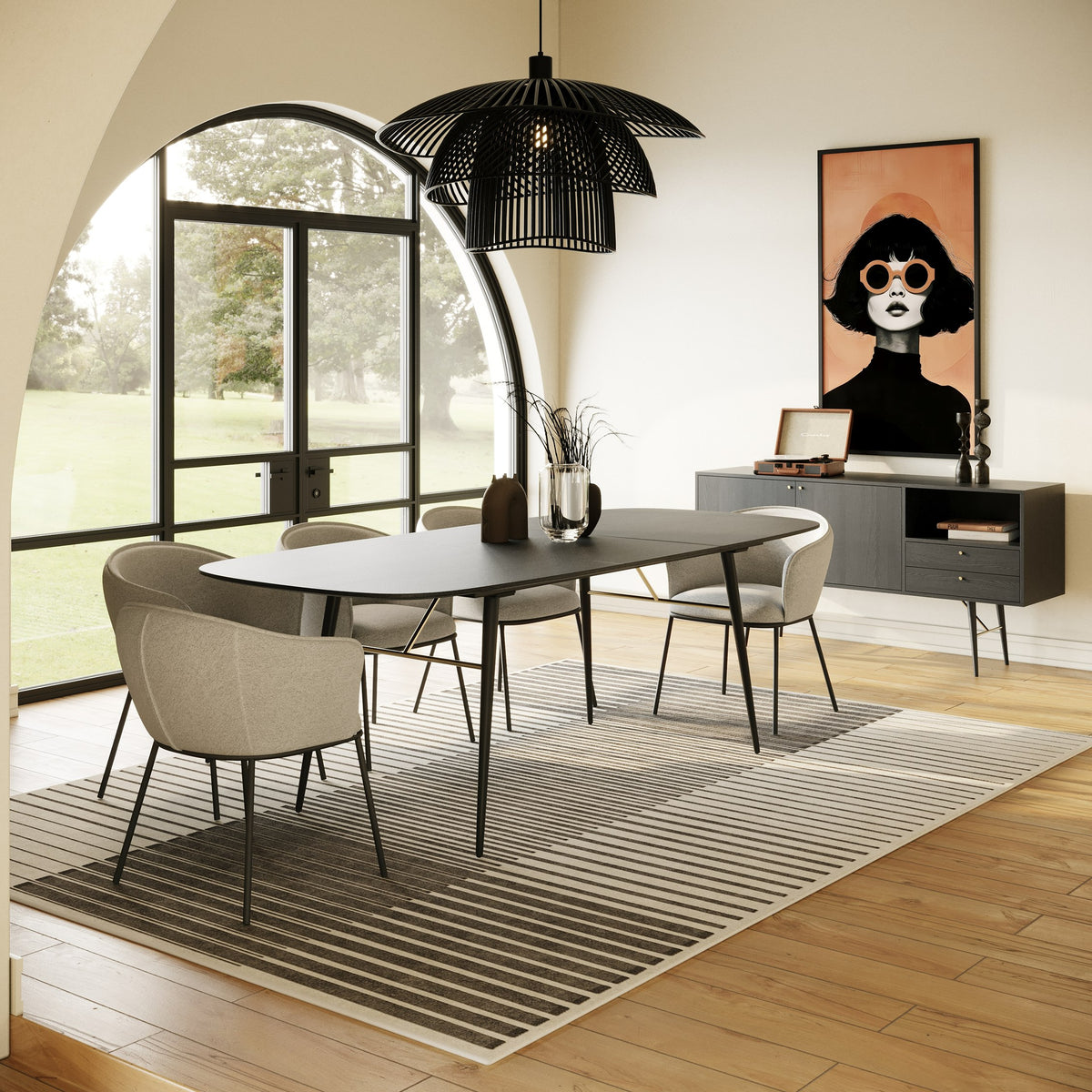 Billy Modern Black Oak & Gold Extendable Dining Table by VIG Furniture - View 8