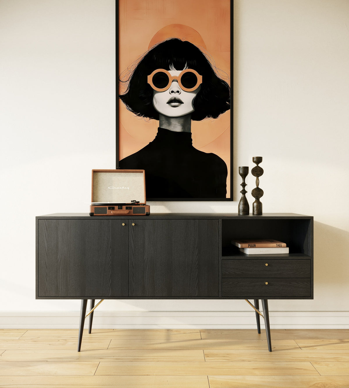 Billy Modern Black Oak & Gold Buffet by VIG Furniture - View 3