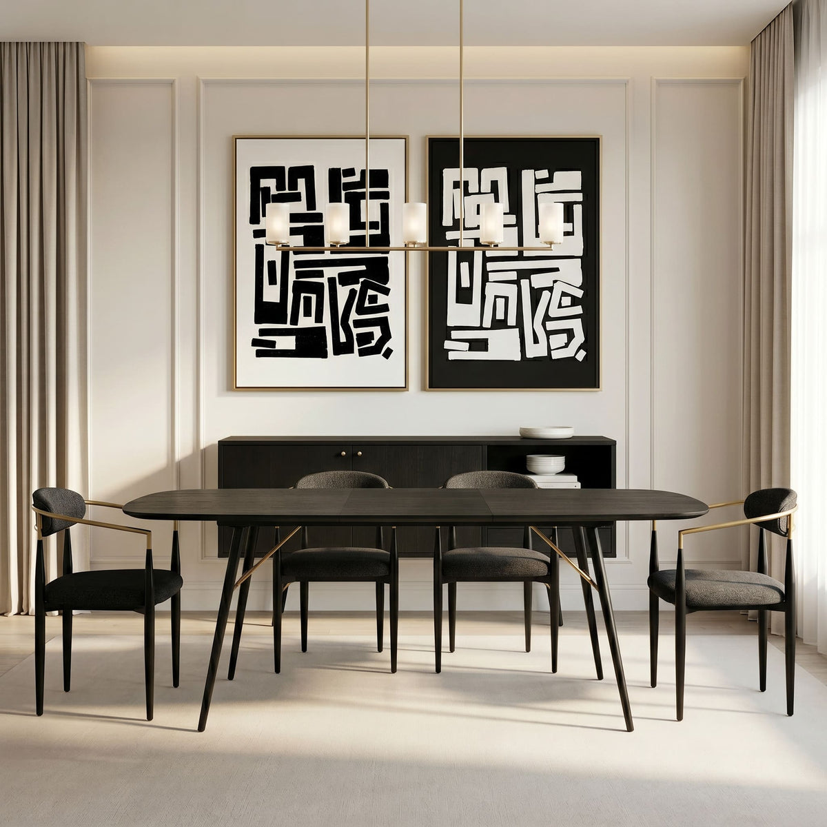 Billy Modern Black Oak & Gold Extendable Dining Table by VIG Furniture - View 14