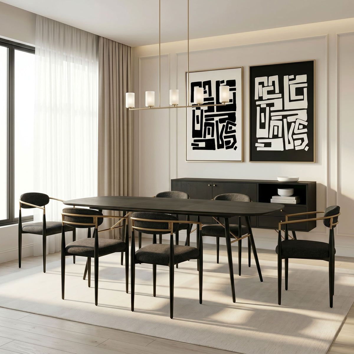 Billy Modern Black Oak & Gold Extendable Dining Table by VIG Furniture - View 15