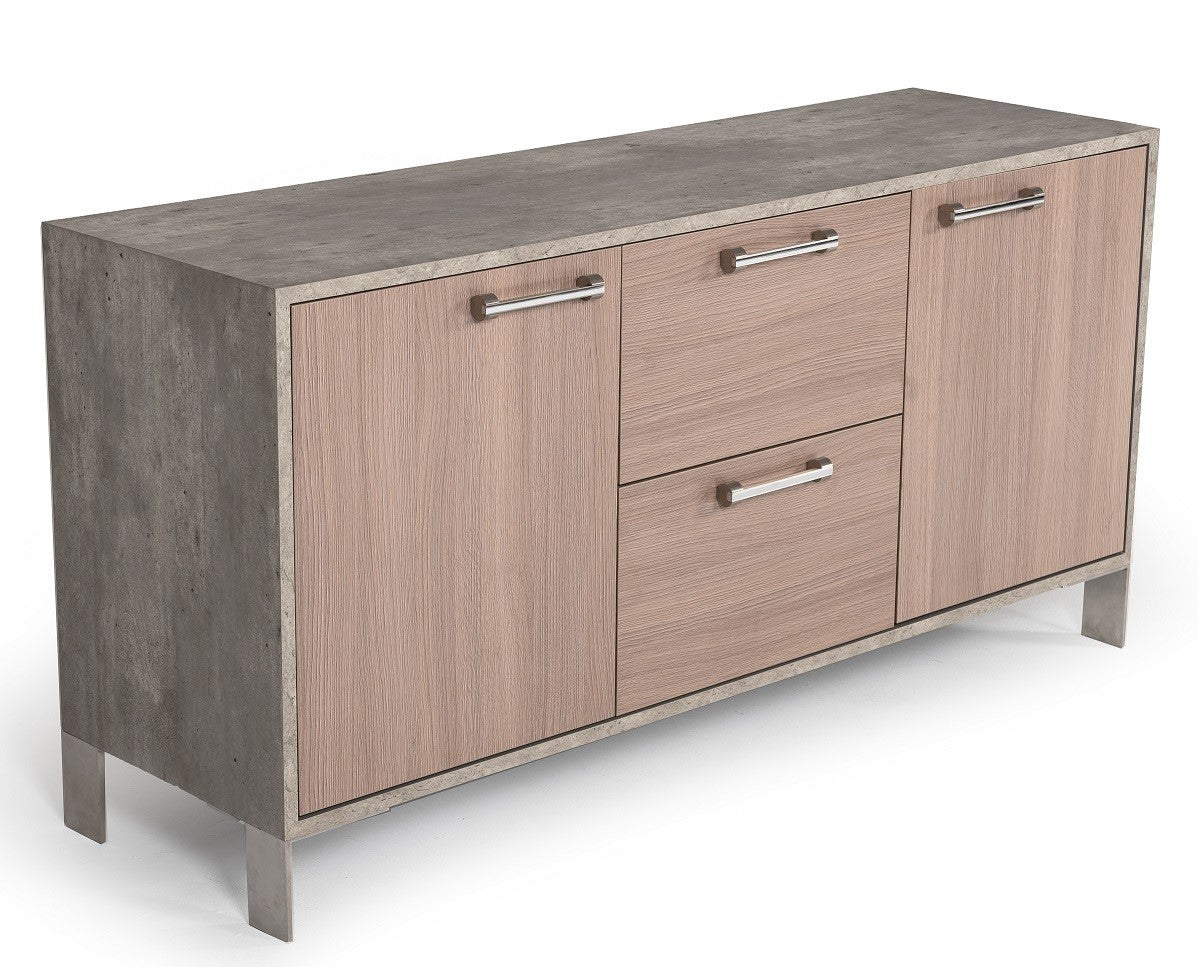 Boston Modern Brown Oak & Faux Concrete Office File Cabinet by VIG Furniture - View 5