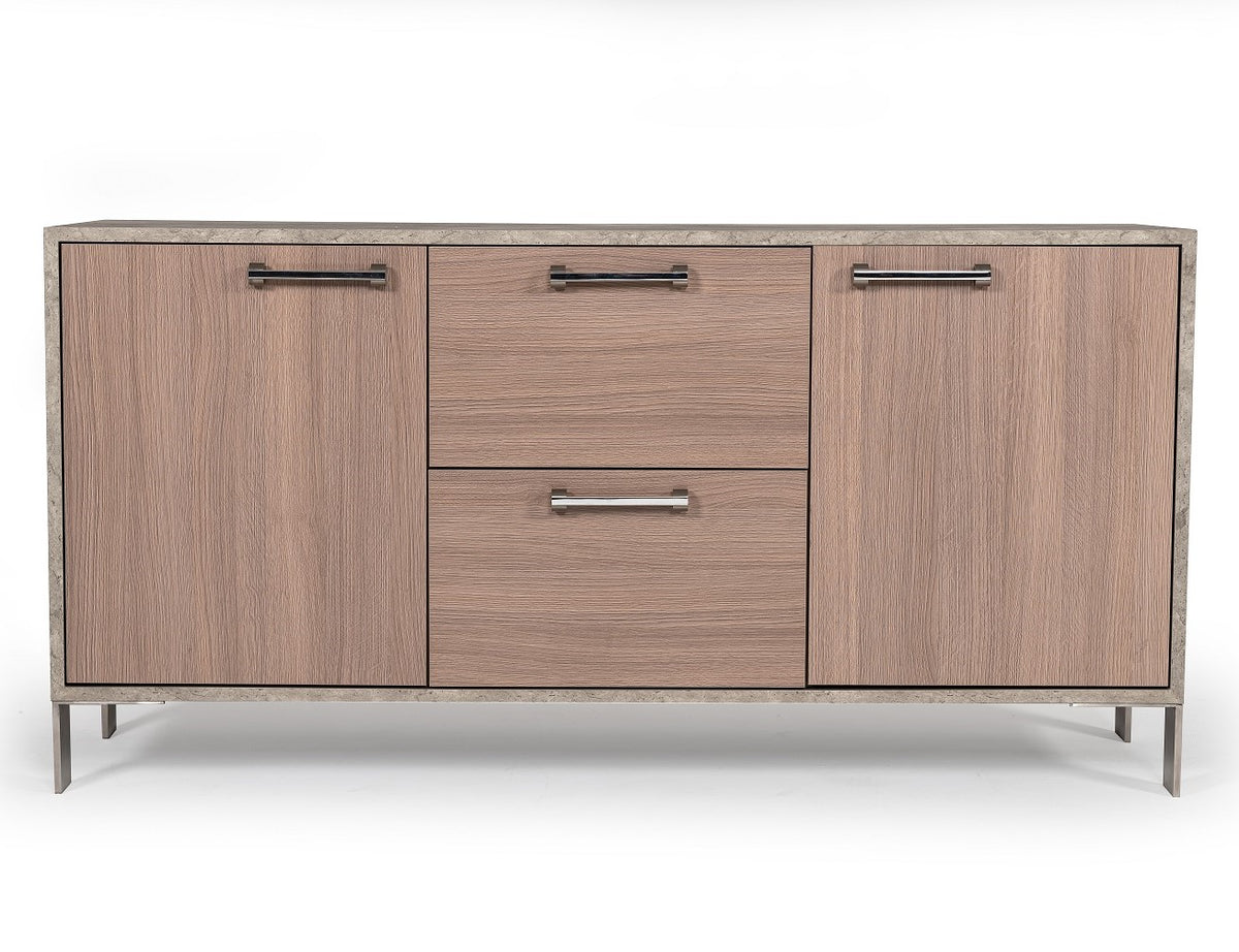 Boston Modern Brown Oak & Faux Concrete Office File Cabinet by VIG Furniture - View 1