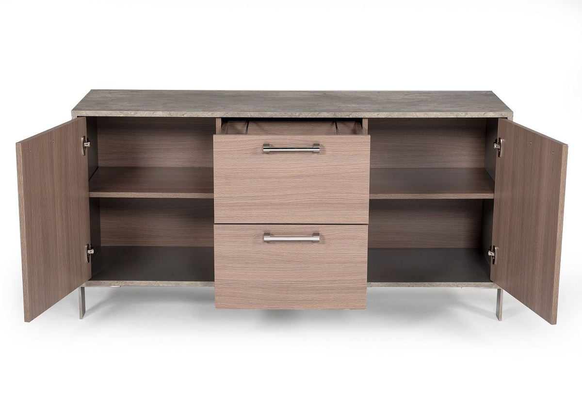 Boston Modern Brown Oak & Faux Concrete Office File Cabinet by VIG Furniture - View 6