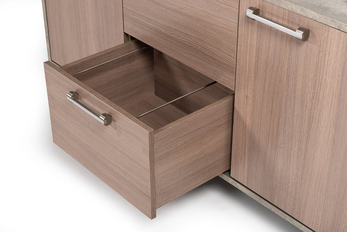 Boston Modern Brown Oak & Faux Concrete Office File Cabinet by VIG Furniture - View 3