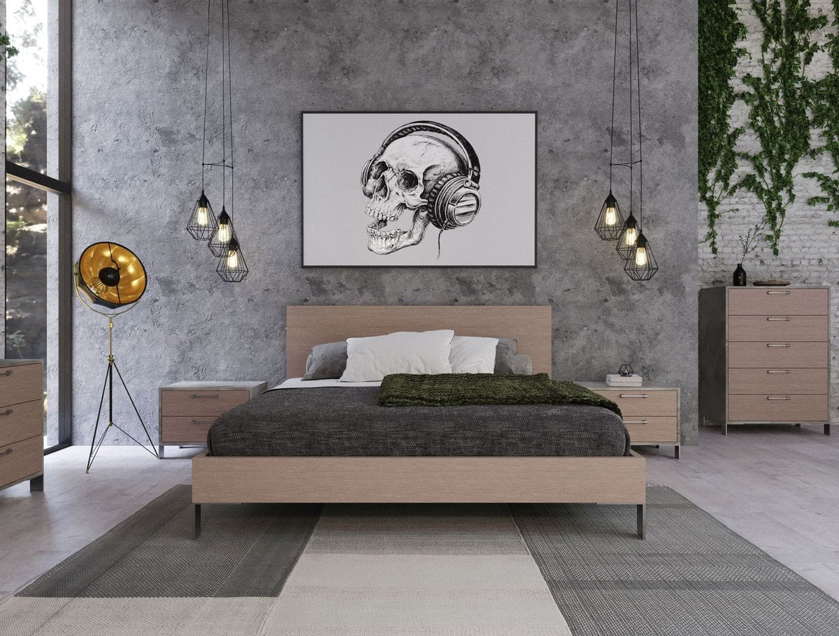 Eastern King Boston - Modern Brown Oak & Brushed Stainless Steel Bed by VIG Furniture - View 2