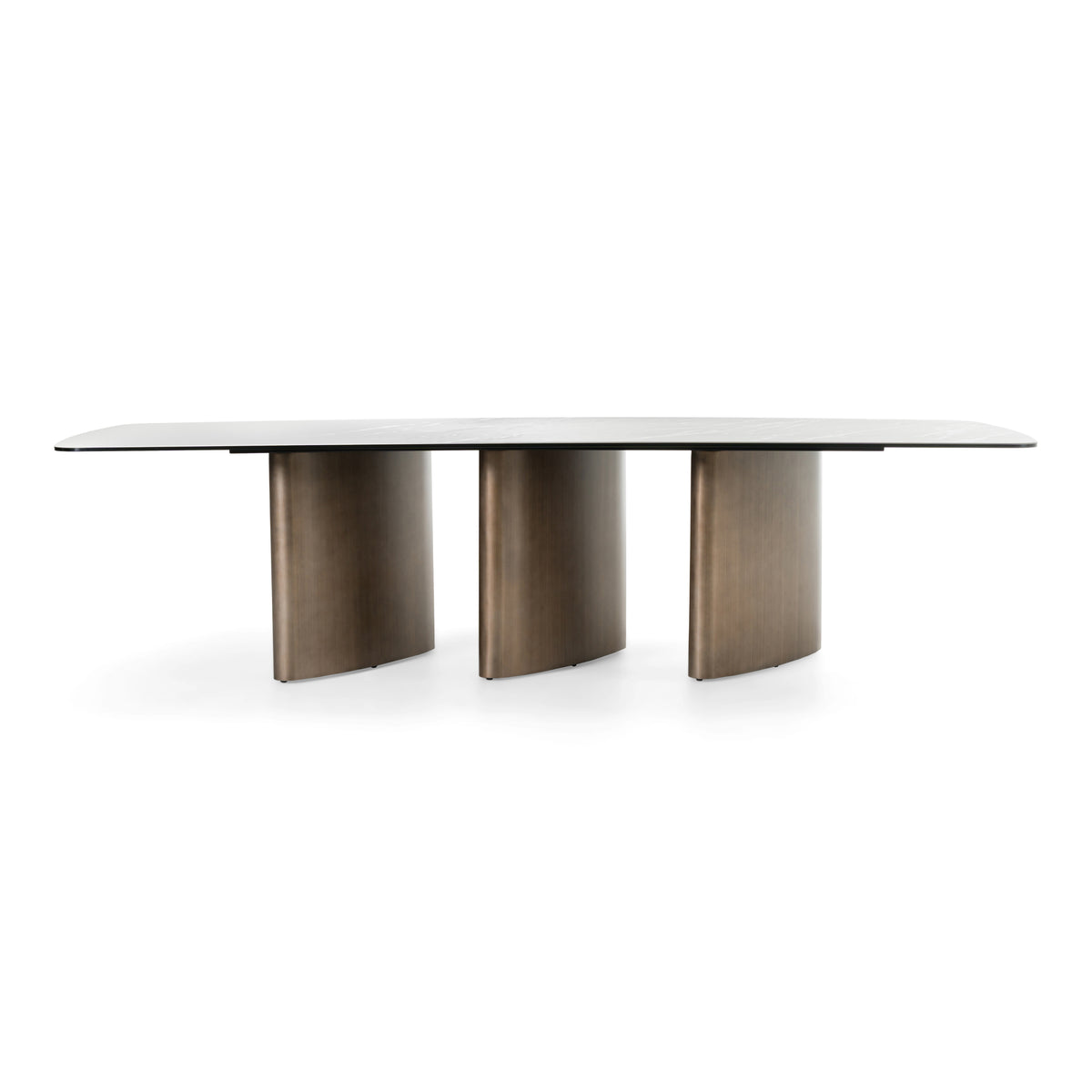 Bounty - Modern White Ceramic + Antique Brass Dining Table by VIG Furniture - View 1