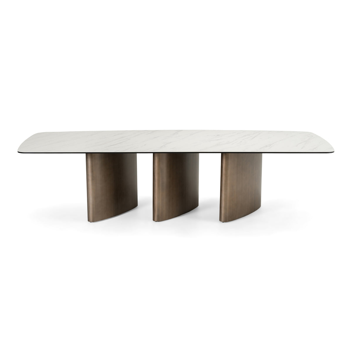 Bounty - Modern White Ceramic + Antique Brass Dining Table by VIG Furniture - View 2