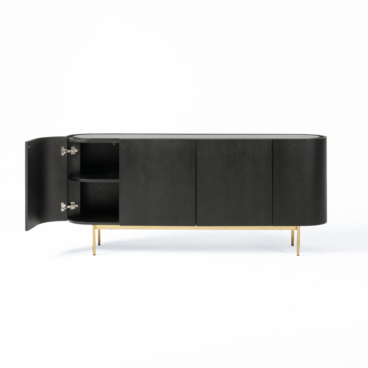 Bowie - Mid-Century Modern Black Oak + Brass Buffet by VIG Furniture - View 8