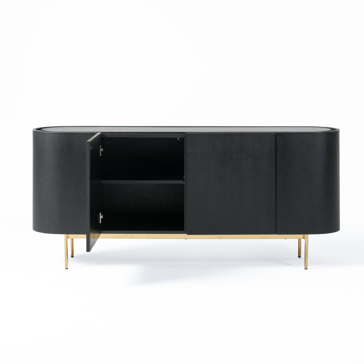 Bowie - Mid-Century Modern Black Oak + Brass Buffet by VIG Furniture - View 9