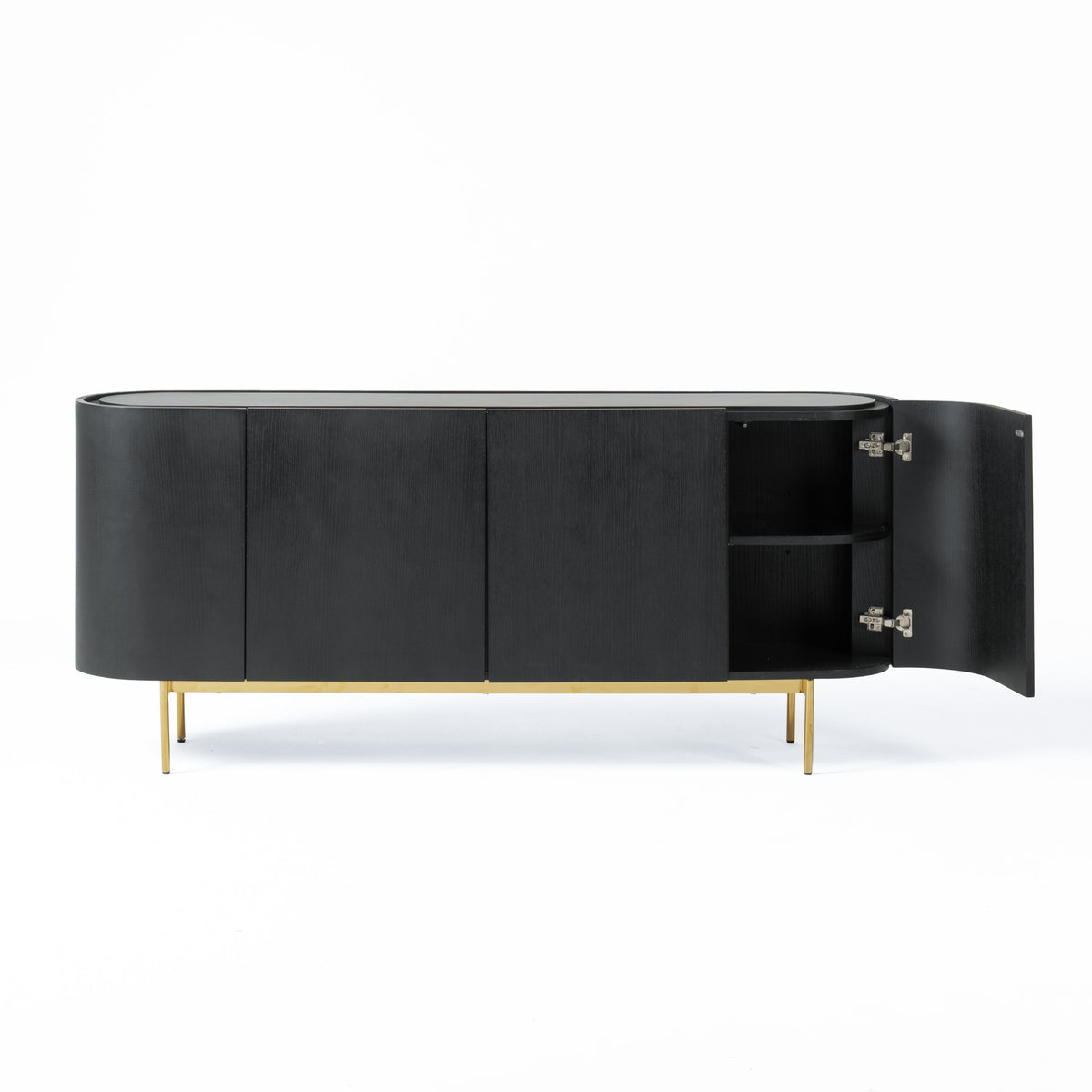 Bowie - Mid-Century Modern Black Oak + Brass Buffet by VIG Furniture - View 11