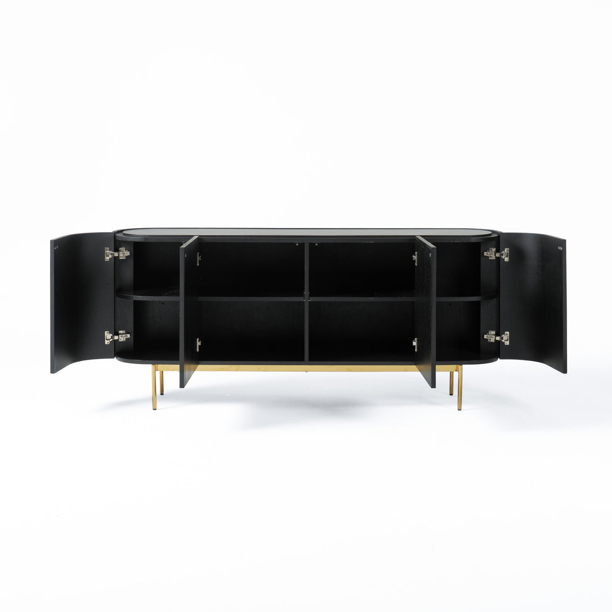 Bowie - Mid-Century Modern Black Oak + Brass Buffet by VIG Furniture - View 12