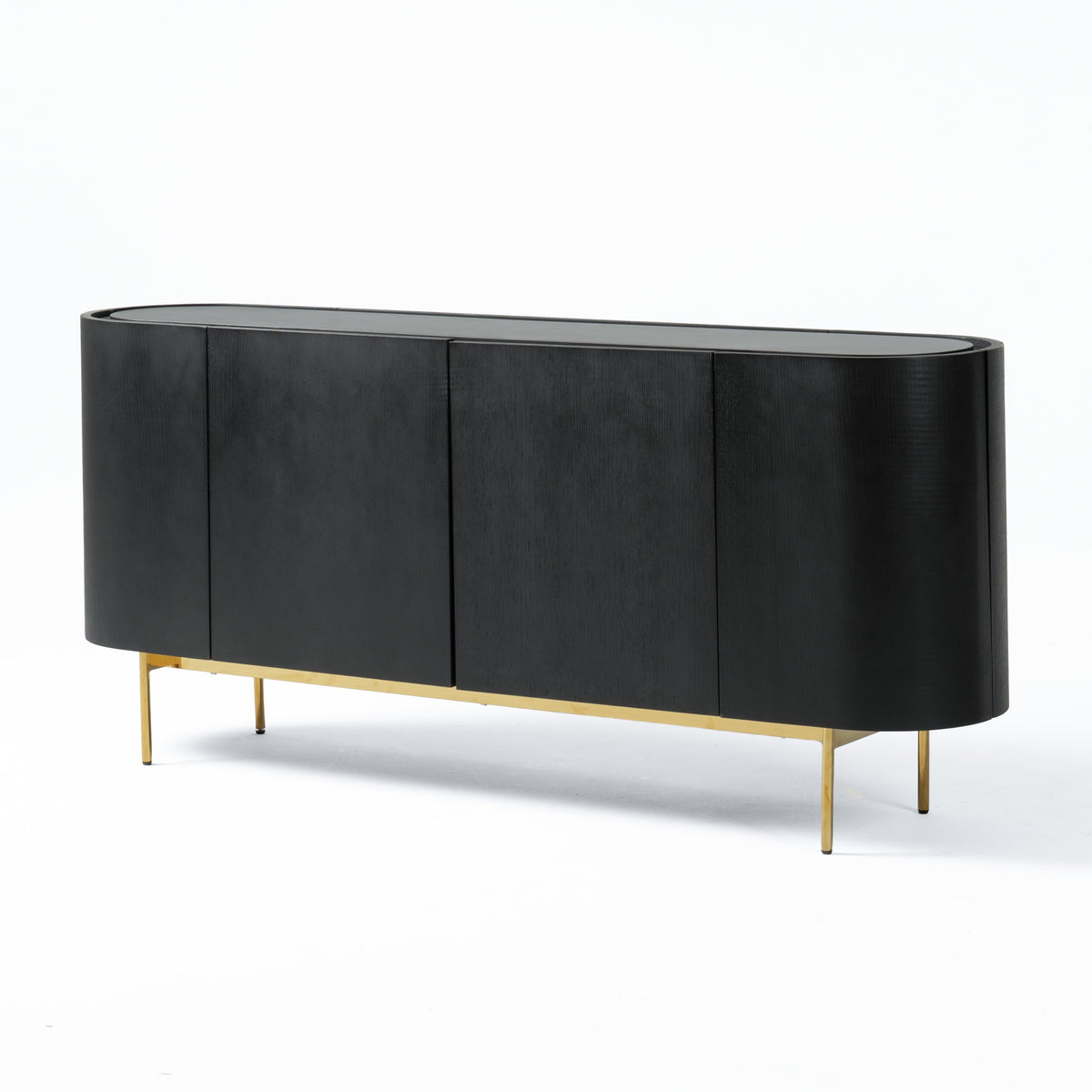 Bowie - Mid-Century Modern Black Oak + Brass Buffet by VIG Furniture - View 4