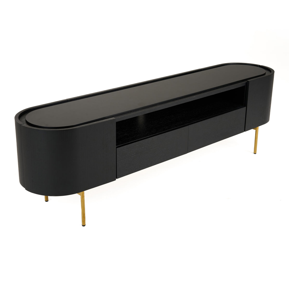 Bowie - Mid-Century Modern Black Oak + Brass TV Stand by VIG Furniture - View 7