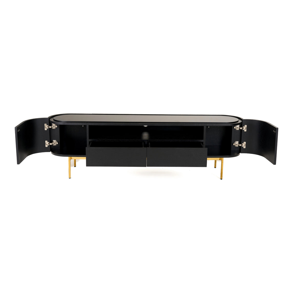 Bowie - Mid-Century Modern Black Oak + Brass TV Stand by VIG Furniture - View 10