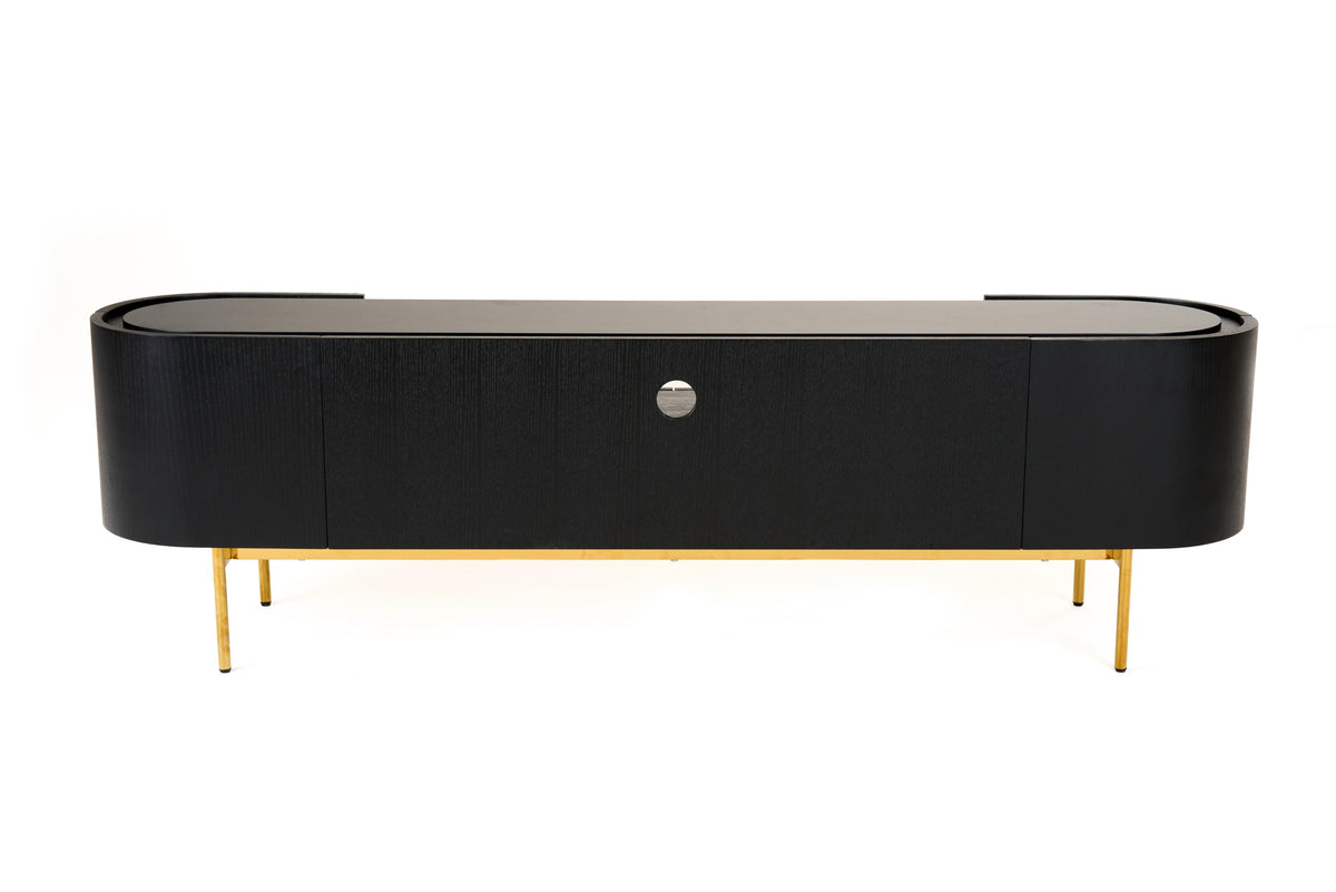 Bowie - Mid-Century Modern Black Oak + Brass TV Stand by VIG Furniture - View 2