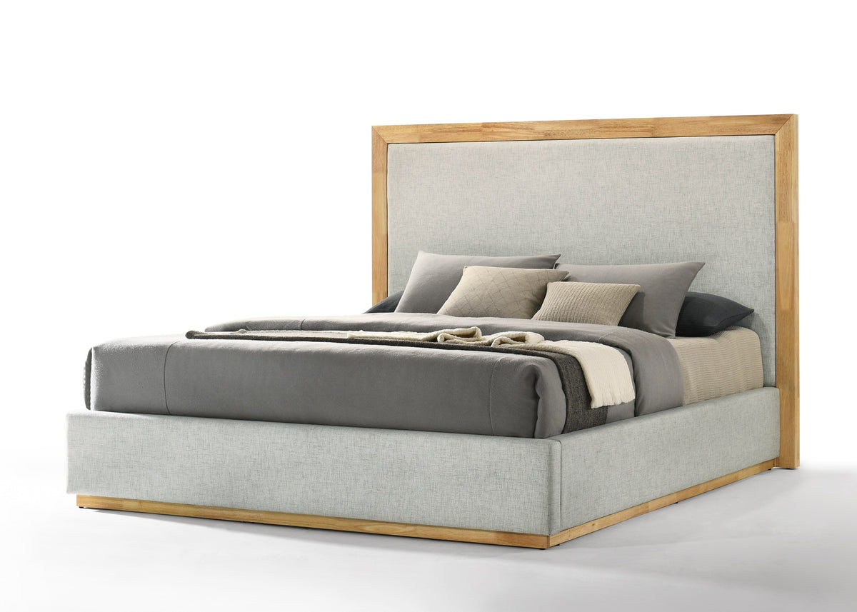 Eastern King Santa Barbara - Modern Grey Fabric + Natural Bed by VIG Furniture - View 1