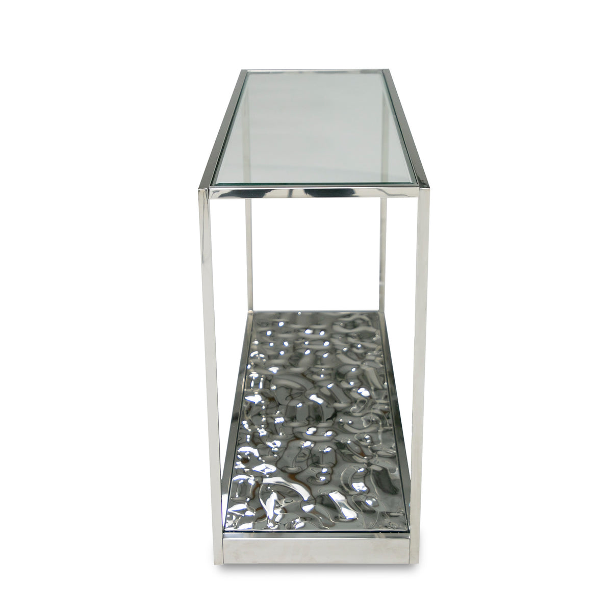 Braxton - Contemporary Clear Wave Glass Console Table by VIG Furniture - View 2