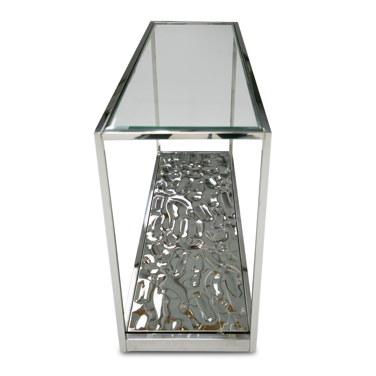 Braxton - Contemporary Clear Wave Glass Console Table by VIG Furniture - View 3