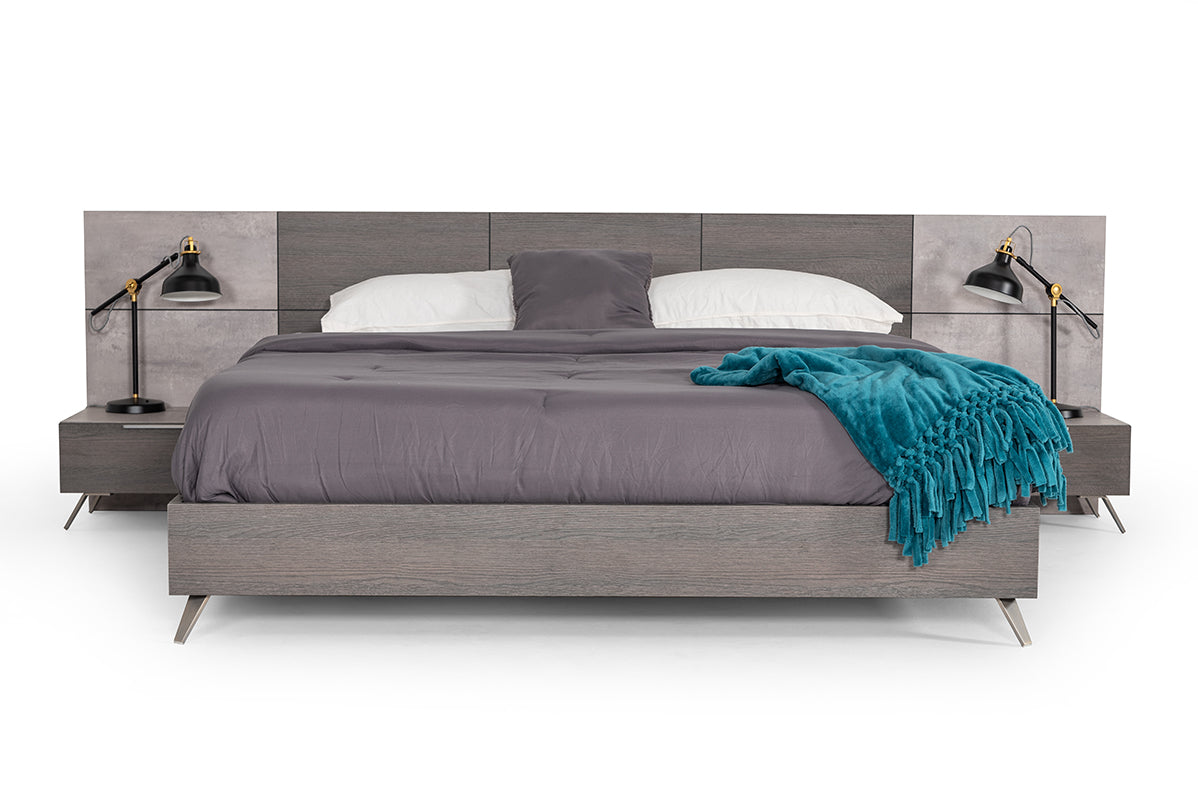 Bronx Italian Modern Faux Concrete & Grey Bed by VIG Furniture - View 2