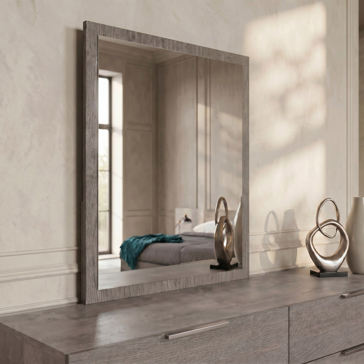 Queen Bronx Italian Modern Faux Concrete & Grey Bedroom Set