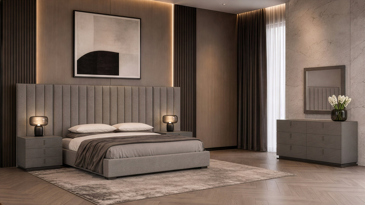 Buckley - Grey & Black Stainless Steel Bedroom Set by VIG Furniture - View 1