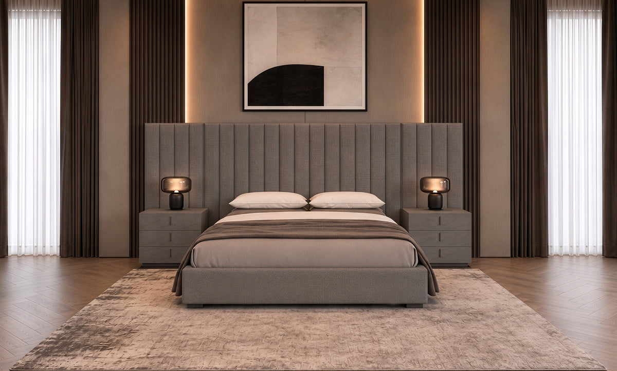 Buckley - Modern Grey & Black Stainless Steel Bed w/ Nightstands by VIG Furniture - View 1