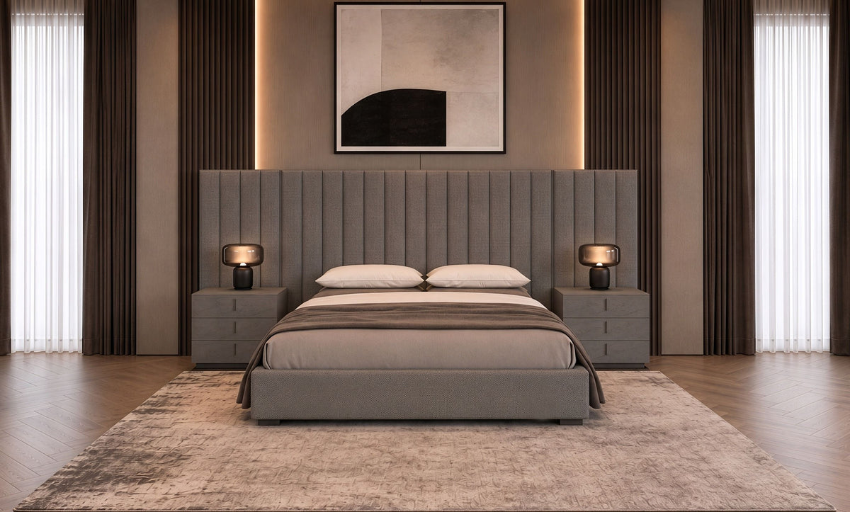 Eastern King Buckley - Grey & Black Stainless Steel Bedroom Set