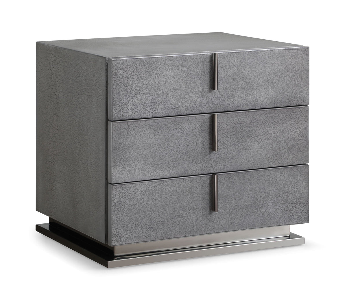 Buckley Modern Cracked Grey 3-Drawer Nightstand by VIG Furniture - View 2