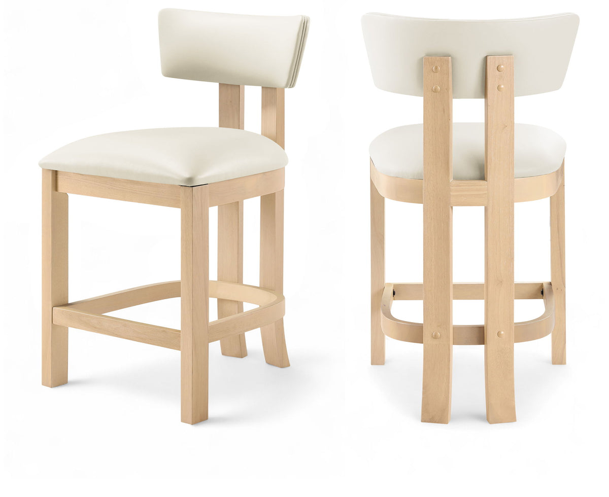 Lavrin - Vegan Leather Counter Stool (Set of 2) - Natural Base