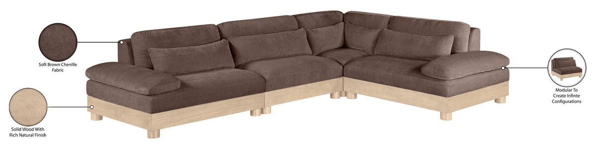 Turin - Chenille Fabric Upholstered Modular Sectional - Brown