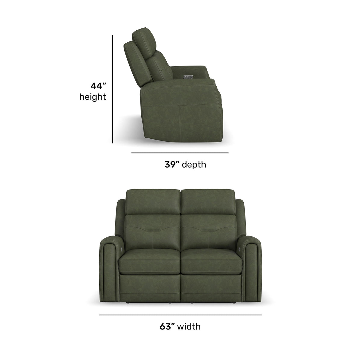 Felix - Power Reclining Loveseat With Console, Power Headrest, Lumbar, Heat & Massage