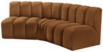 Arc - Velvet 3 Piece Modular Corner Sofa - Saddle