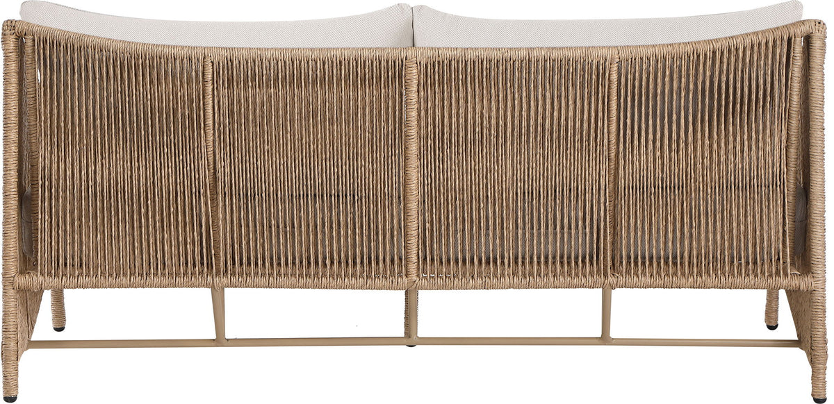 Coastline - Olefin Water Resistant Fabric And Wicker Outdoor Patio Loveseat - Beige