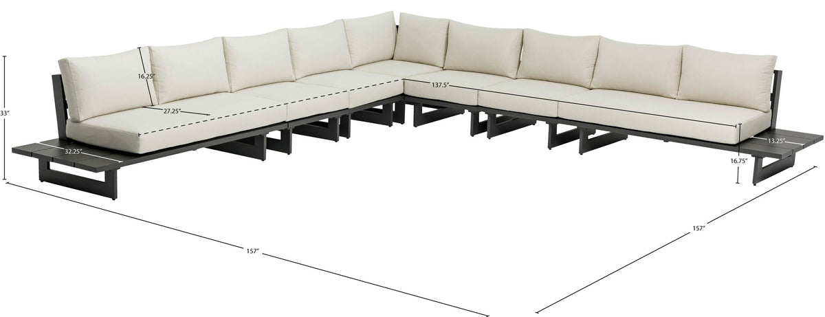 Maldives - 7 Piece Water Resistant Outdoor Patio Modular Sectional With Gray Base
