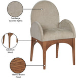 Waldorf - Chenille Dining Arm Chair With Brown Legs