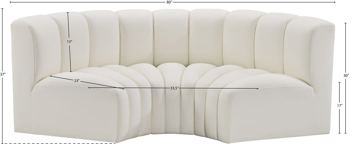 Arc - Faux Leather 3 Piece Modular U-Shaped Sofa