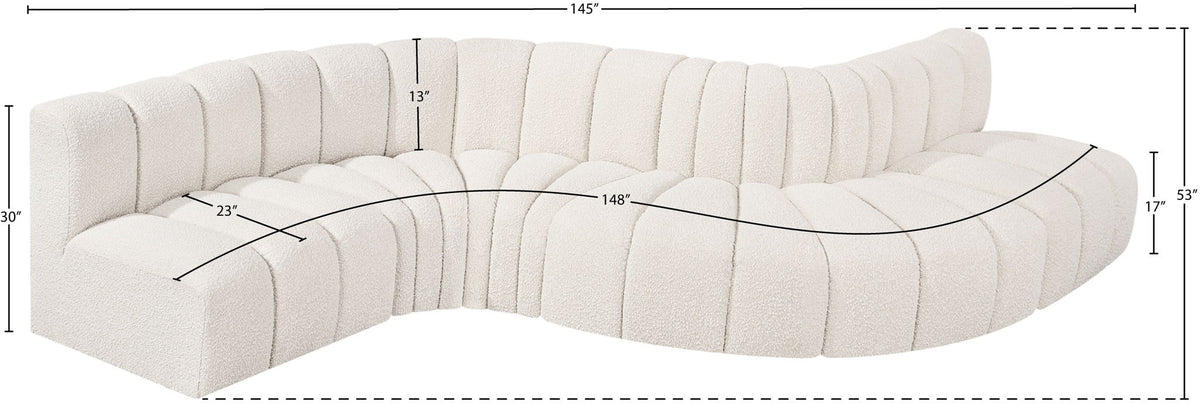 Arc - Boucle Fabric 6 Piece Curved Modular Sofa